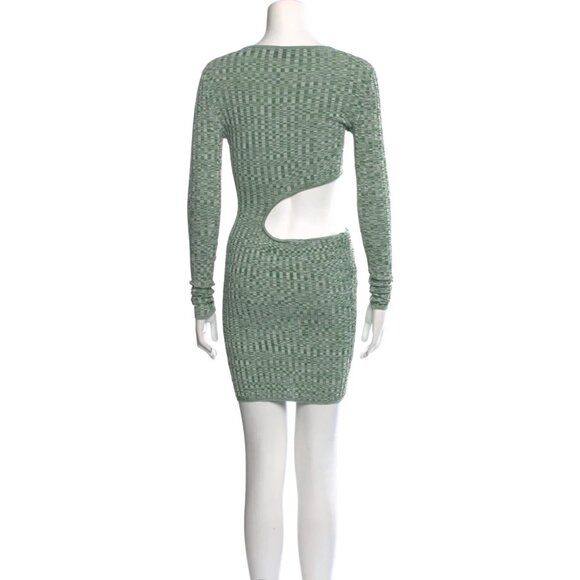 Aya Muse Womens Cut Out Printed Sheath Mini Dress Small Green Viscose Blend - Picture 3 of 7